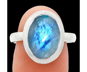 Rainbow Moonstone Ring size-9 EXR01046 R-1007, 10x14 mm