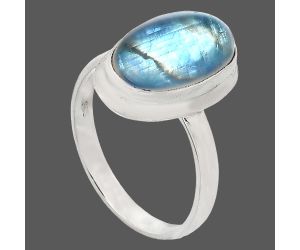 Rainbow Moonstone Ring size-9.5 EXR01047 R-1007, 9x15 mm