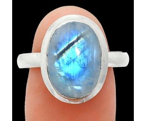 Rainbow Moonstone Ring size-9.5 EXR01048 R-1007, 10x14 mm