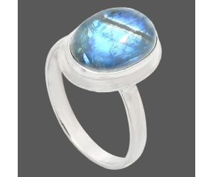 Rainbow Moonstone Ring size-9.5 EXR01048 R-1007, 10x14 mm