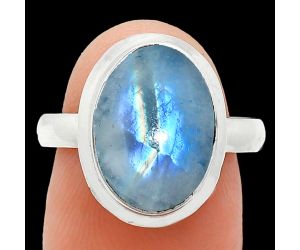 Rainbow Moonstone Ring size-8 EXR01050 R-1007, 10x14 mm