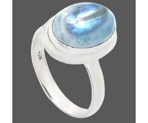 Rainbow Moonstone Ring size-8 EXR01050 R-1007, 10x14 mm