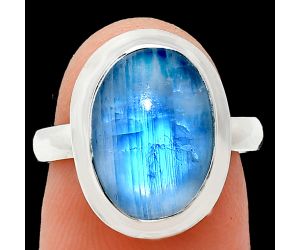 Rainbow Moonstone Ring size-6.5 EXR01052 R-1007, 10x14 mm