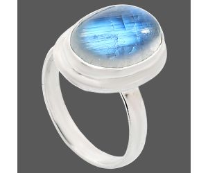 Rainbow Moonstone Ring size-6.5 EXR01052 R-1007, 10x14 mm