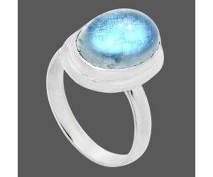 Rainbow Moonstone Ring size-7 EXR01053 R-1007, 10x14 mm