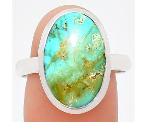 Natural Rare Turquoise Nevada Aztec Mt Ring size-9.5 EXR01057 R-1007, 11x17 mm