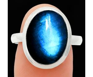 Blue Fire Labradorite Ring size-9.5 EXR01062 R-1007, 12x16 mm