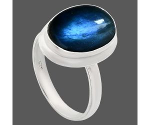 Blue Fire Labradorite Ring size-9.5 EXR01063 R-1007, 12x16 mm