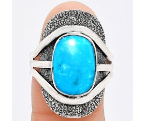 Natural Rare Turquoise Nevada Aztec Mt Ring size-8.5 EXR01071 R-1402, 10x14 mm