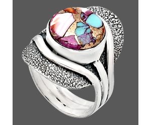 Kingman Pink Dahlia Turquoise Ring size-7 EXR01077 R-1402, 11x11 mm