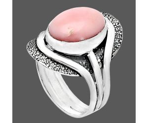 Pink Opal Ring size-8.5 EXR01082 R-1402, 9x13 mm