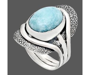 Larimar (Dominican Republic) Ring size-6.5 EXR01089 R-1402, 10x14 mm