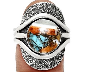 Spiny Oyster Turquoise Ring size-9.5 EXR01099 R-1402, 11x11 mm