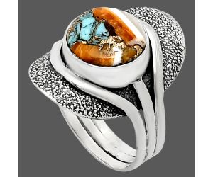 Spiny Oyster Turquoise Ring size-9.5 EXR01099 R-1402, 11x11 mm