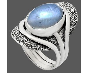 Rainbow Moonstone Ring size-7 EXR01126 R-1402, 10x14 mm