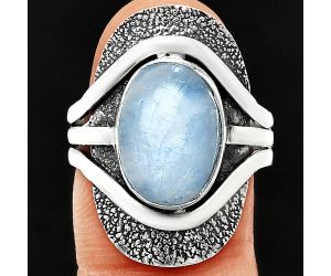 Rainbow Moonstone Ring size-8.5 EXR01127 R-1402, 9x13 mm