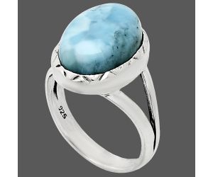 Larimar (Dominican Republic) Ring size-7 EXR01147 R-1074, 10x14 mm