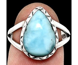 Larimar (Dominican Republic) Ring size-7.5 EXR01149 R-1074, 10x14 mm