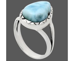 Larimar (Dominican Republic) Ring size-7.5 EXR01149 R-1074, 10x14 mm