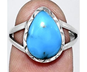 Sleeping Beauty Turquoise Ring size-7 EXR01165 R-1074, 9x13 mm