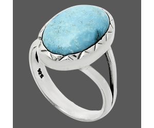 Natural Rare Turquoise Nevada Aztec Mt Ring size-7 EXR01172 R-1074, 10x15 mm