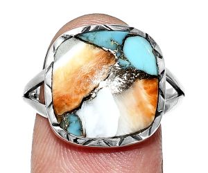 Spiny Oyster Turquoise Ring size-10 EXR01176 R-1074, 14x14 mm