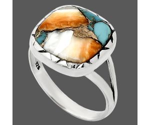 Spiny Oyster Turquoise Ring size-10 EXR01176 R-1074, 14x14 mm