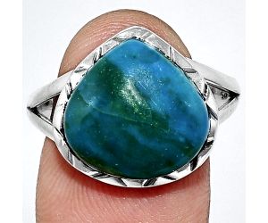 Azurite Chrysocolla Ring size-9.5 EXR01182 R-1074, 14x14 mm