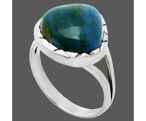 Azurite Chrysocolla Ring size-9.5 EXR01182 R-1074, 14x14 mm