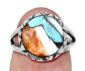 Spiny Oyster Turquoise Ring size-6 EXR01185 R-1074, 11x11 mm