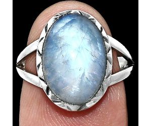 Rainbow Moonstone Ring size-7 EXR01197 R-1074, 10x14 mm