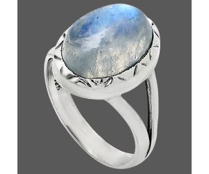 Rainbow Moonstone Ring size-7 EXR01197 R-1074, 10x14 mm