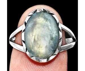 Rainbow Moonstone Ring size-8.5 EXR01199 R-1074, 10x14 mm