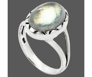 Rainbow Moonstone Ring size-8.5 EXR01199 R-1074, 10x14 mm