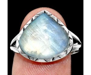 Rainbow Moonstone Ring size-9.5 EXR01200 R-1074, 13x14 mm