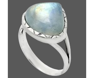 Rainbow Moonstone Ring size-9.5 EXR01200 R-1074, 13x14 mm