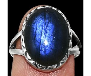 Blue Fire Labradorite Ring size-8 EXR01201 R-1074, 12x16 mm