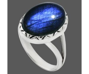 Blue Fire Labradorite Ring size-8 EXR01201 R-1074, 12x16 mm