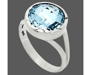 Sky Blue Topaz Checker Briolette Ring size-9.5 EXR01204 R-1074, 13x13 mm