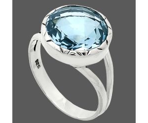 Sky Blue Topaz Checker Briolette Ring size-8.5 EXR01209 R-1074, 13x13 mm