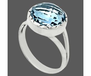 Sky Blue Topaz Checker Briolette Ring size-9.5 EXR01210 R-1074, 13x13 mm