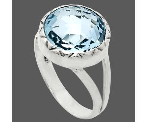 Sky Blue Topaz Checker Briolette Ring size-7.5 EXR01211 R-1074, 13x13 mm