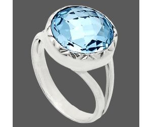 Sky Blue Topaz Checker Briolette Ring size-8 EXR01213 R-1074, 13x13 mm