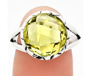 Green Gold Checker Briolette Ring size-8.5 EXR01217 R-1074, 13x13 mm