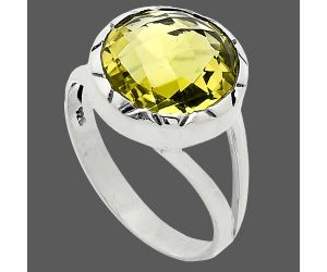 Green Gold Checker Briolette Ring size-8.5 EXR01217 R-1074, 13x13 mm