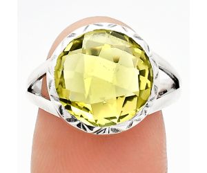 Green Gold Checker Briolette Ring size-8 EXR01218 R-1074, 13x13 mm