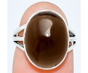 Smoky Quartz Cab Ring size-5.5 EXR01240 R-1003, 12x16 mm