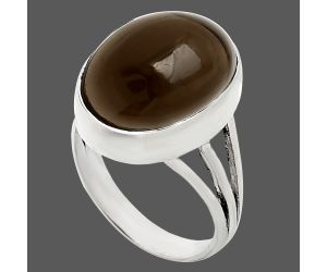 Smoky Quartz Cab Ring size-5.5 EXR01240 R-1003, 12x16 mm