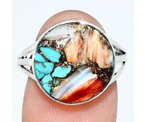 Spiny Oyster Turquoise Ring size-9 EXR01251 R-1003, 14x14 mm