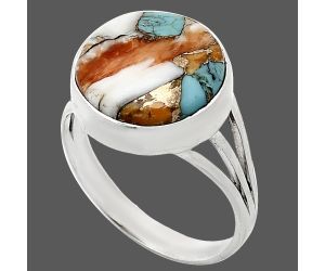 Spiny Oyster Turquoise Ring size-9.5 EXR01252 R-1003, 14x14 mm